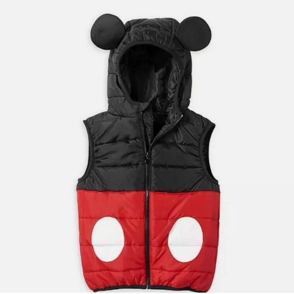 Disney Parks Mickey Mouse Puffer Hooded Quilted Kids Vest